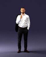 Businessman holds jacket 0116-3
