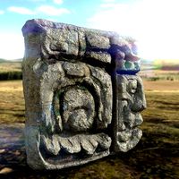 Mayan face ancient sculpture