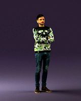 Man in sweater skull camo 0692
