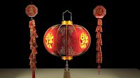 Chinese red lantern anf fire cracker