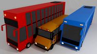 Cartoon Low Poly Bus Vechiles Pack