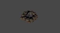 a simple campfire with a stone fenc