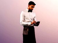 Kabir 11872 - Waiter Taking Order Restaurant Bistro Cafe