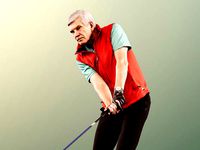 Norman 11822 - Golfer Golfplayer Hitting Caddy Best-Ager