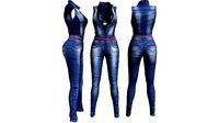 Open Front Denim Jumpsuit