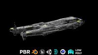 sleek spaceship corvette sci fi detailed low poly 3D