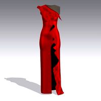 SATIN DRESS RED RUFFLED