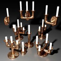 Small Medieval Brass Candle Holder Pack