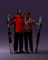 Skiers man and woman 0858