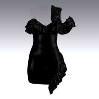 LEATHER DRESS BLACK ruffled