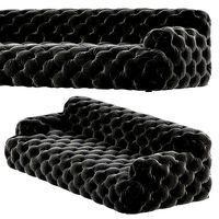 Meridiani Norton CAPITONNE 255 Black Velvet Sofa