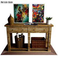 Pottery Barn Benchwright Console Table Rustic Mahogany