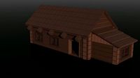 low polly wooden hous
