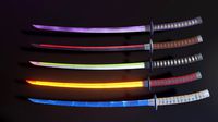 Stylized Katana Asset with five skins low poly game ready