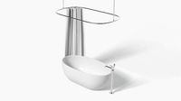 Opened Shower Curtain with Bath Interior Elements
