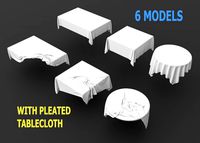 6 Models with pleated tablecloth