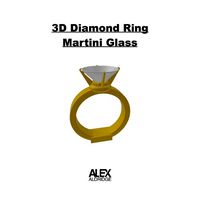 3D Diamond Ring Martini Glass