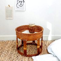 Vietnam rattan wood round side tea table
