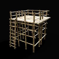 BAMBOO PLATFORM PIER LOG JUNGLE PORT CONSTRUCTION WATCHTOWER