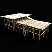 BAMBOO PIER BRIDGE LOG PLATFORM JUNGLE PORT DOCK CONSTRUCTION
