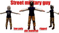 Street military guy - PBR -Rigged- Low poly