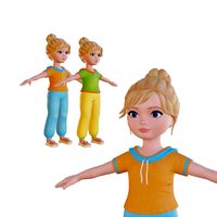 Cartoon small girl blonde