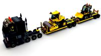 Lego Truck Bulldozer Road Roller with 3 drivers and trailer