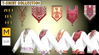 Female T-shirt Collection Marvelous Designer Clo3d project OBJ-FBX files