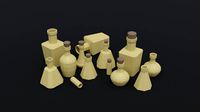 Low-poly cartoon fantasy flask kit