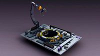 Sci-fi strobe capsule cabin deck Mechanical Arm