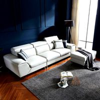 Merry 4 person moving headrest leather sofa