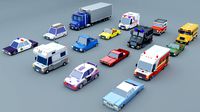 Cartoon Low Poly Cars Pack Low-poly