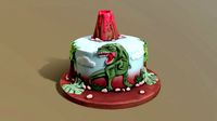 T-Rex Dinosaur Volcano Cake