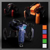 Sci-fi spider robot Game Ready Low-poly 3D rigged model 9 in 1