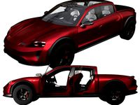 Taycan Pick-Up Truck Concept red