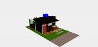Hovel hut wood house Cabana base model