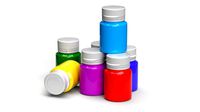 Gouache color paint jars