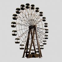 An Old rusty abandoned Low-poly of a Ferris Wheel