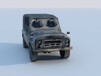 3d UAZ military jeep low-poly