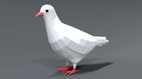 Low Poly Cartoon White Pigeon
