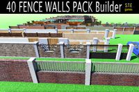 40 Wall Fences with Gates Pack