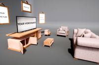 Modern Living Room (Adjustables Doors + Customizables Pictures Frames)