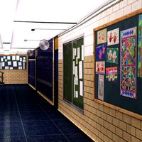 School Classroom with Hallway