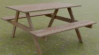 3d model of a wooden table in the yard