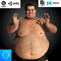 realistic fat man naked character