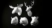 low poly animal heads set 3