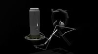Microphoneheadphones microphone and headphones on the stand