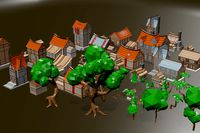 Medieval village 2 low-poly