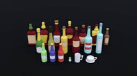 Low-poly cartoon alcohol bar bottle kit poly style