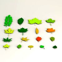 Cartoon low poly leaves pack